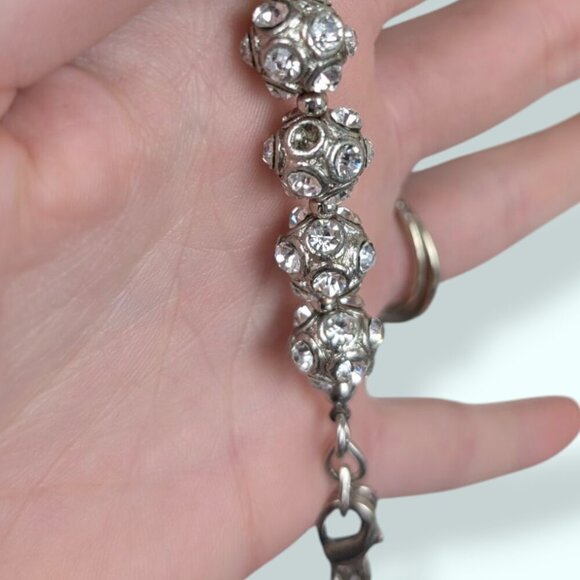 Vintage Rhinestone Pavé Style Ball Necklace - Picture 5 of 6